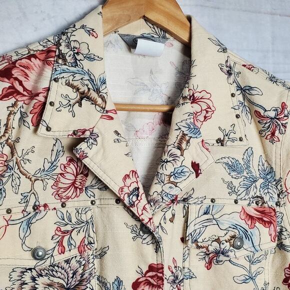 Vintage Stonebridge Blazer Womens Large Cottagecore 90s Floral Linen Preppy Boho - Picture 3 of 12